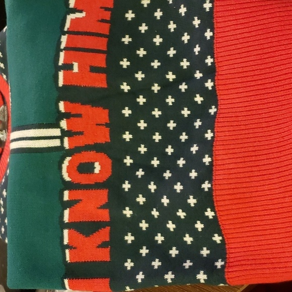 Elf Buddy SANTA! OMG I KNOW HIM! Ugly Christmas Sweater Size M - Picture 4 of 7